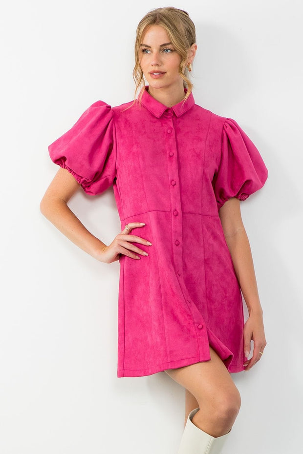 THML Dress Pink / XS Elsie Suede Dress