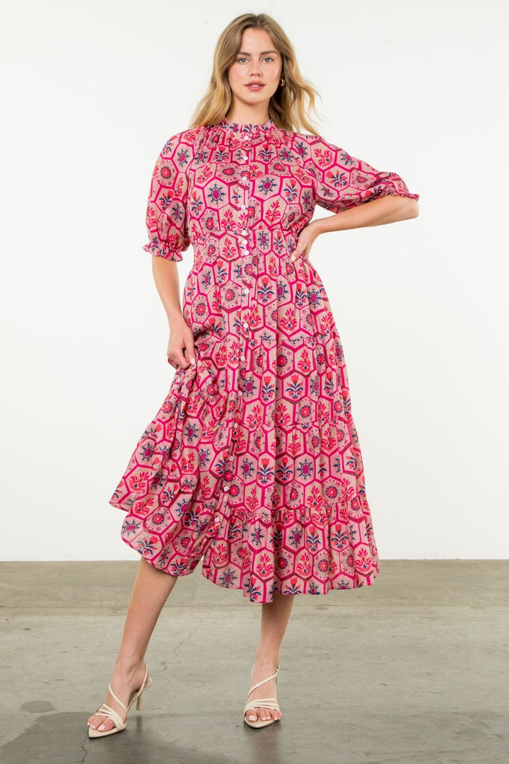 THML Dress Pink / XS Kiara Print Dress