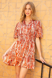 THML Dress Rust / XS Sonya Puff Sleeve Dress