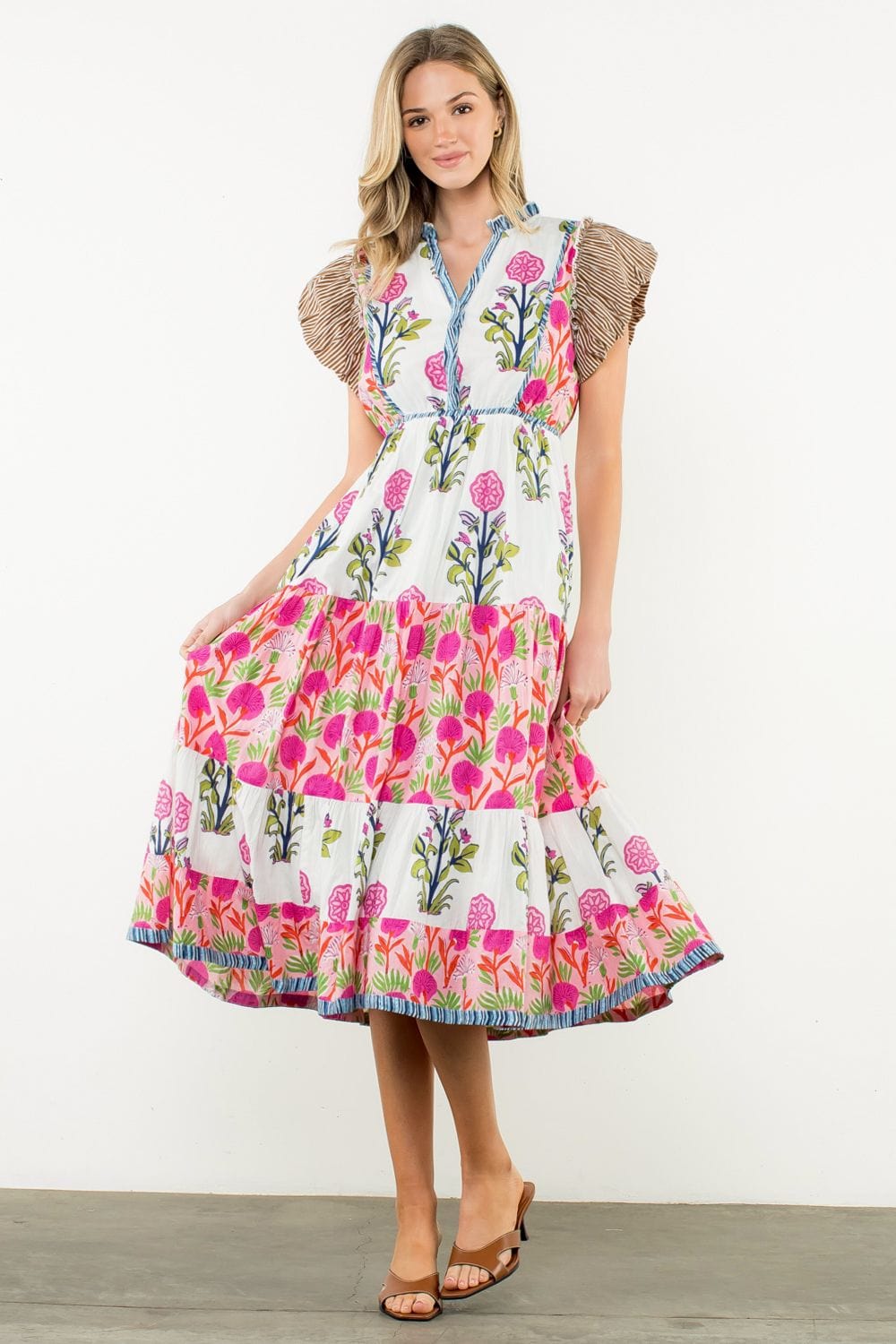 THML Dress White / XS Natalia Floral Maxi Dress
