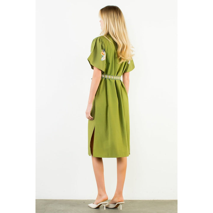 THML Midi Dress Bella Tie Waist Floral Midi Dress