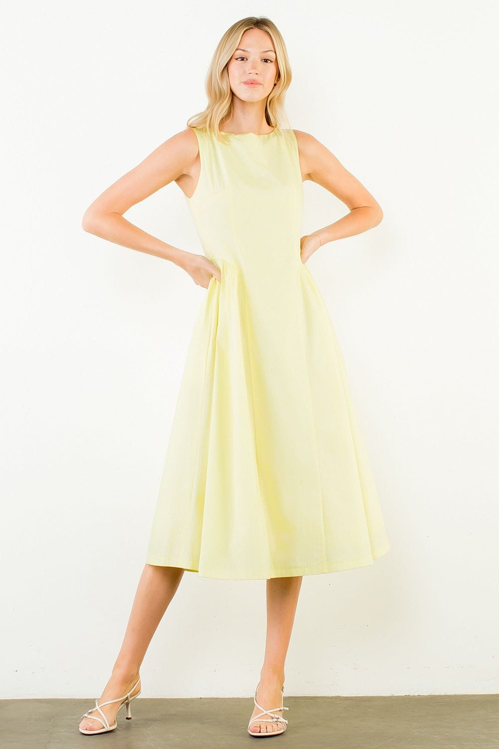pastel yellow midi dress Carmen Sleeveless Midi Dress Yellow / XS