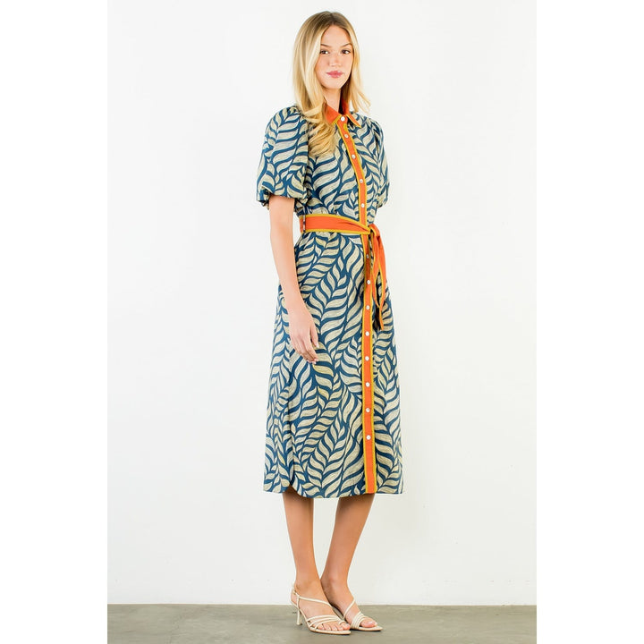 THML Midi Dress Maya Puff Sleeve Dress