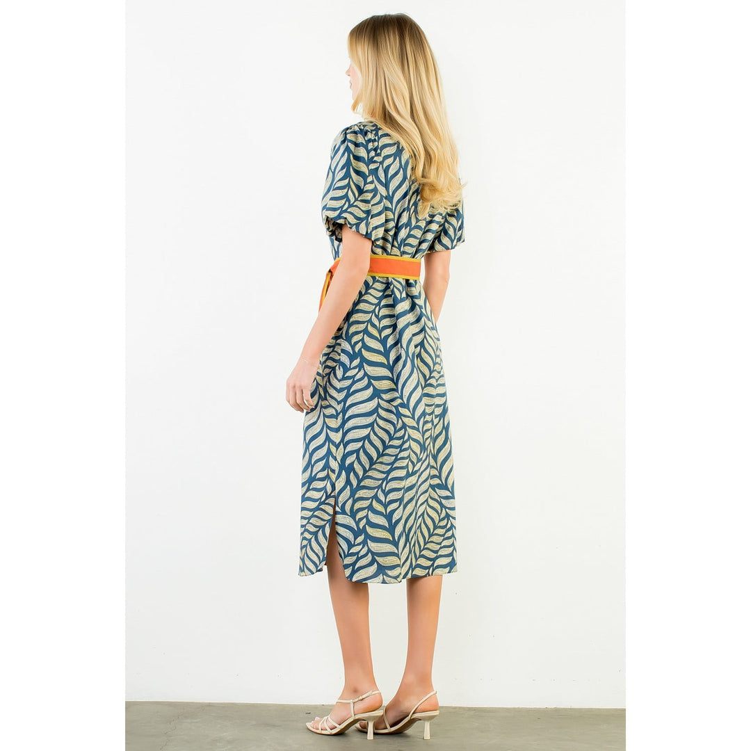 THML Midi Dress Maya Puff Sleeve Dress