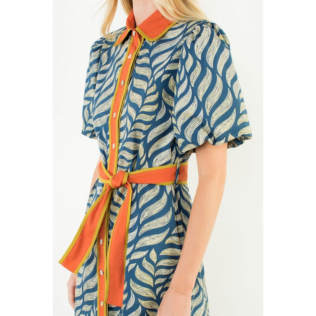 THML Midi Dress Maya Puff Sleeve Dress