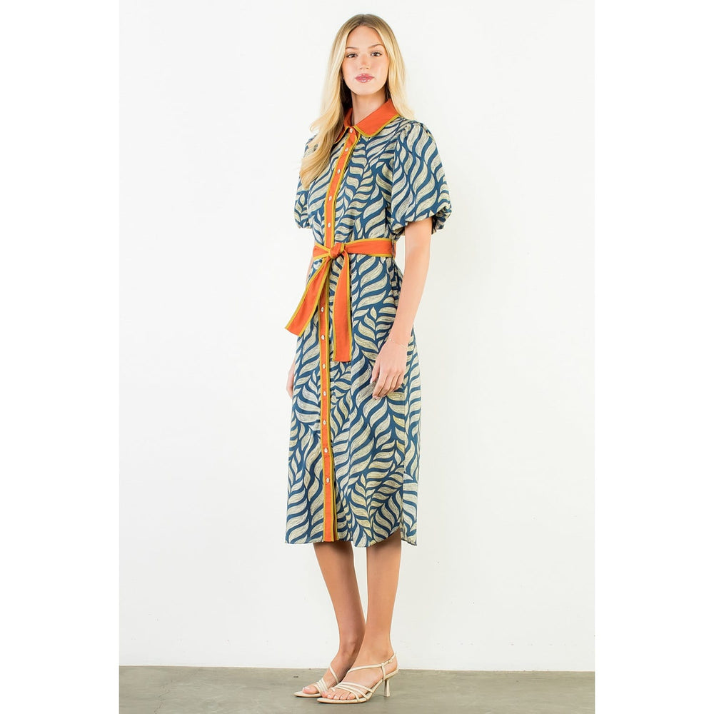 THML Midi Dress Maya Puff Sleeve Dress