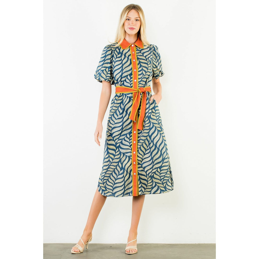 THML Midi Dress Navy / XS Maya Puff Sleeve Dress