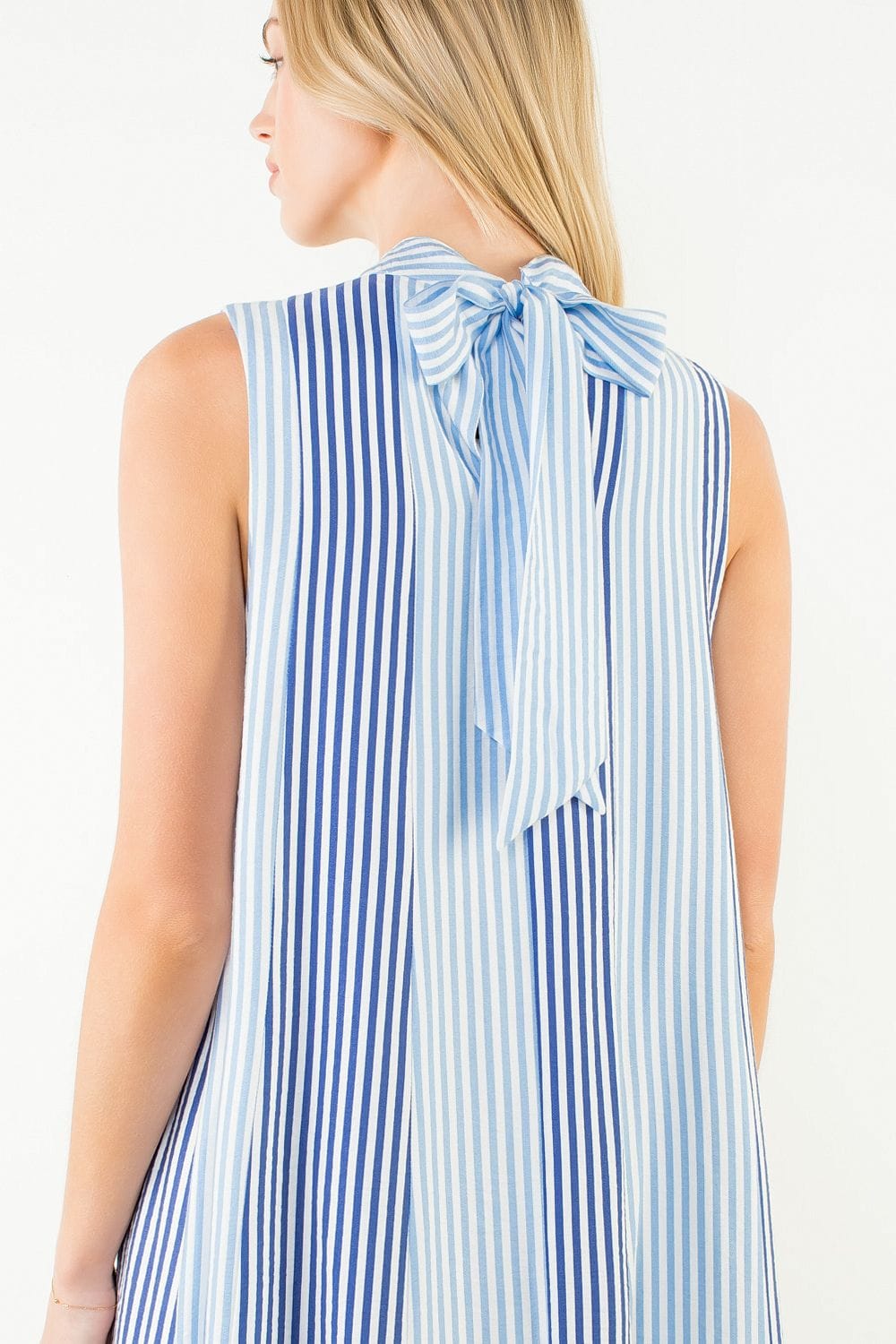Raya Striped Pattern Dress – Teal Poppy