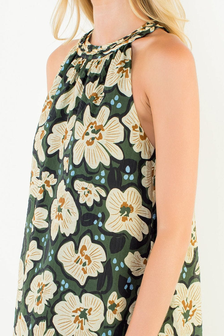 THML Mini Dress Elsie Floral Halter Dress