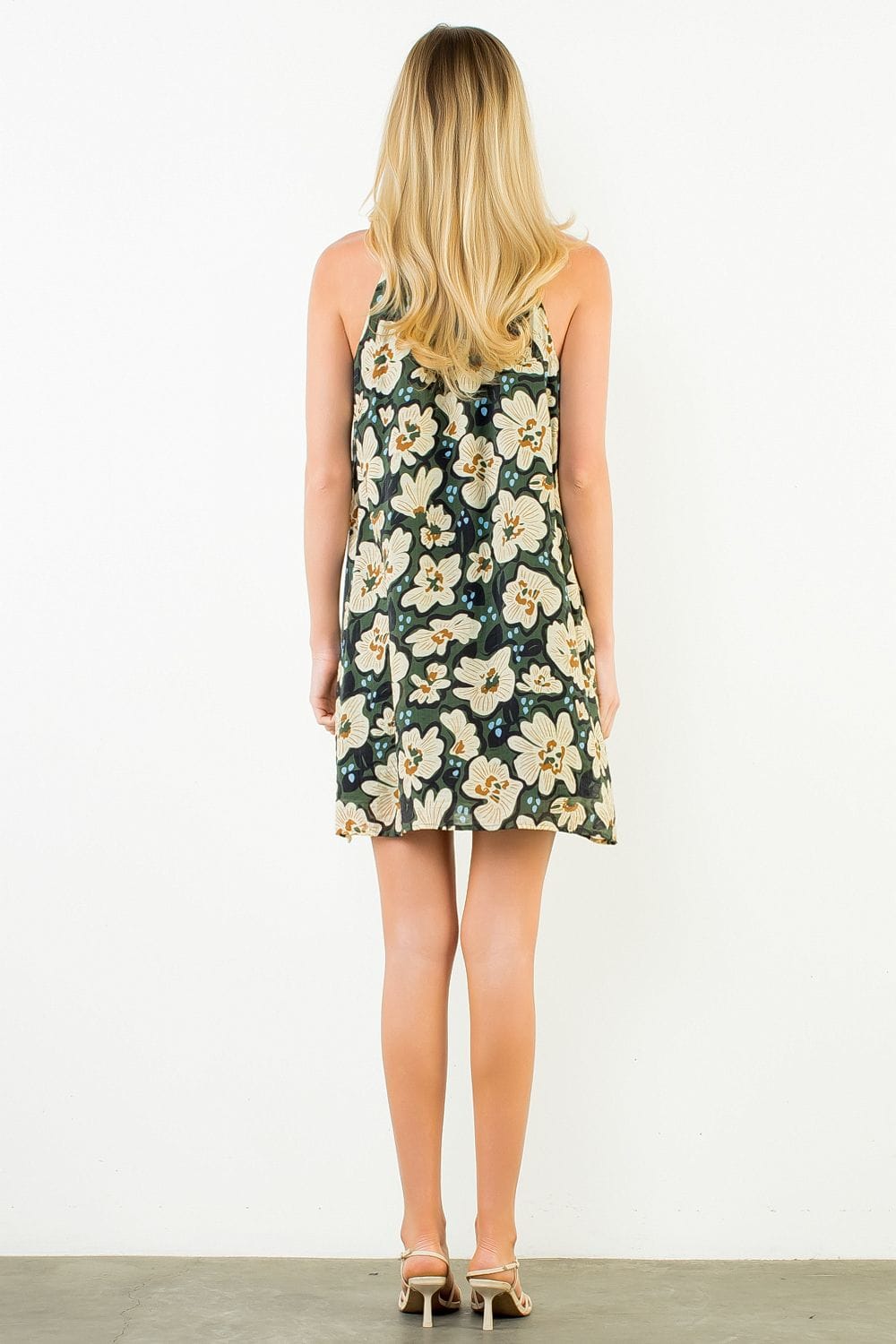 THML Mini Dress Elsie Floral Halter Dress