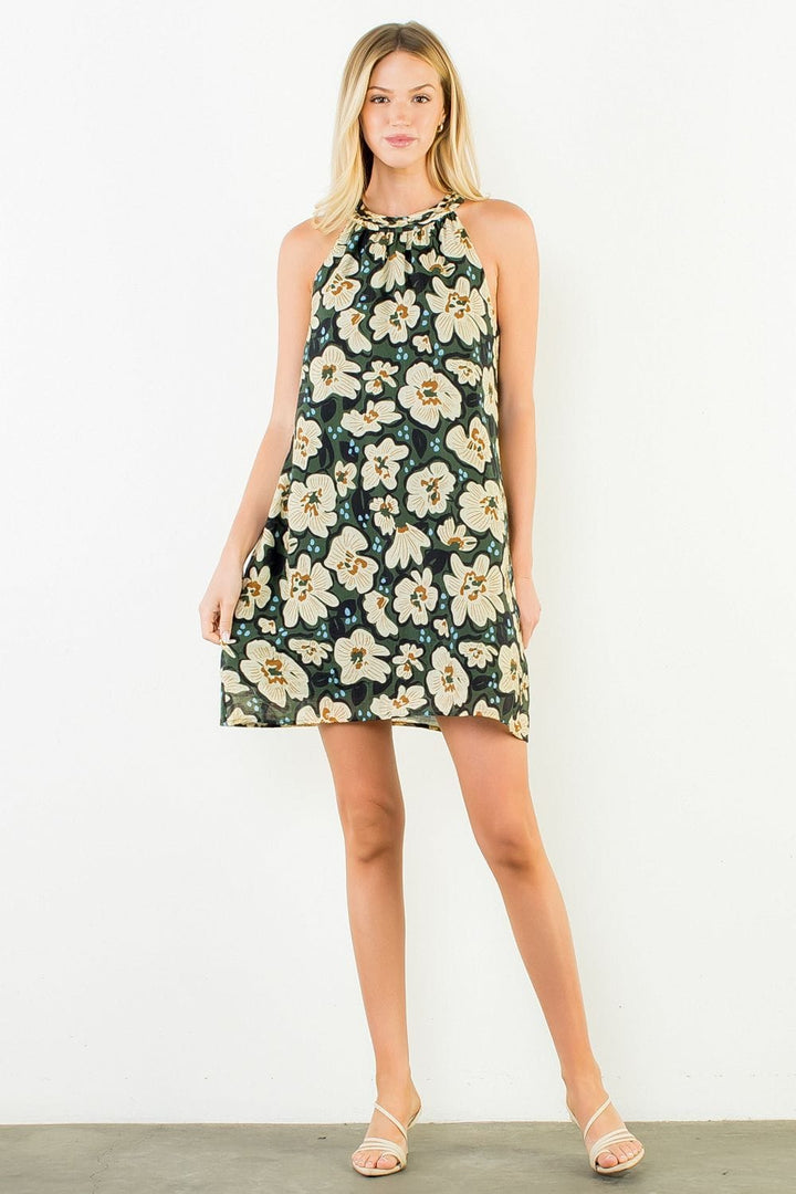 THML Mini Dress Elsie Floral Halter Dress