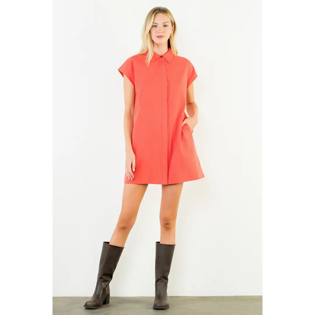 THML Mini Dress Gia Button Down Short Dress