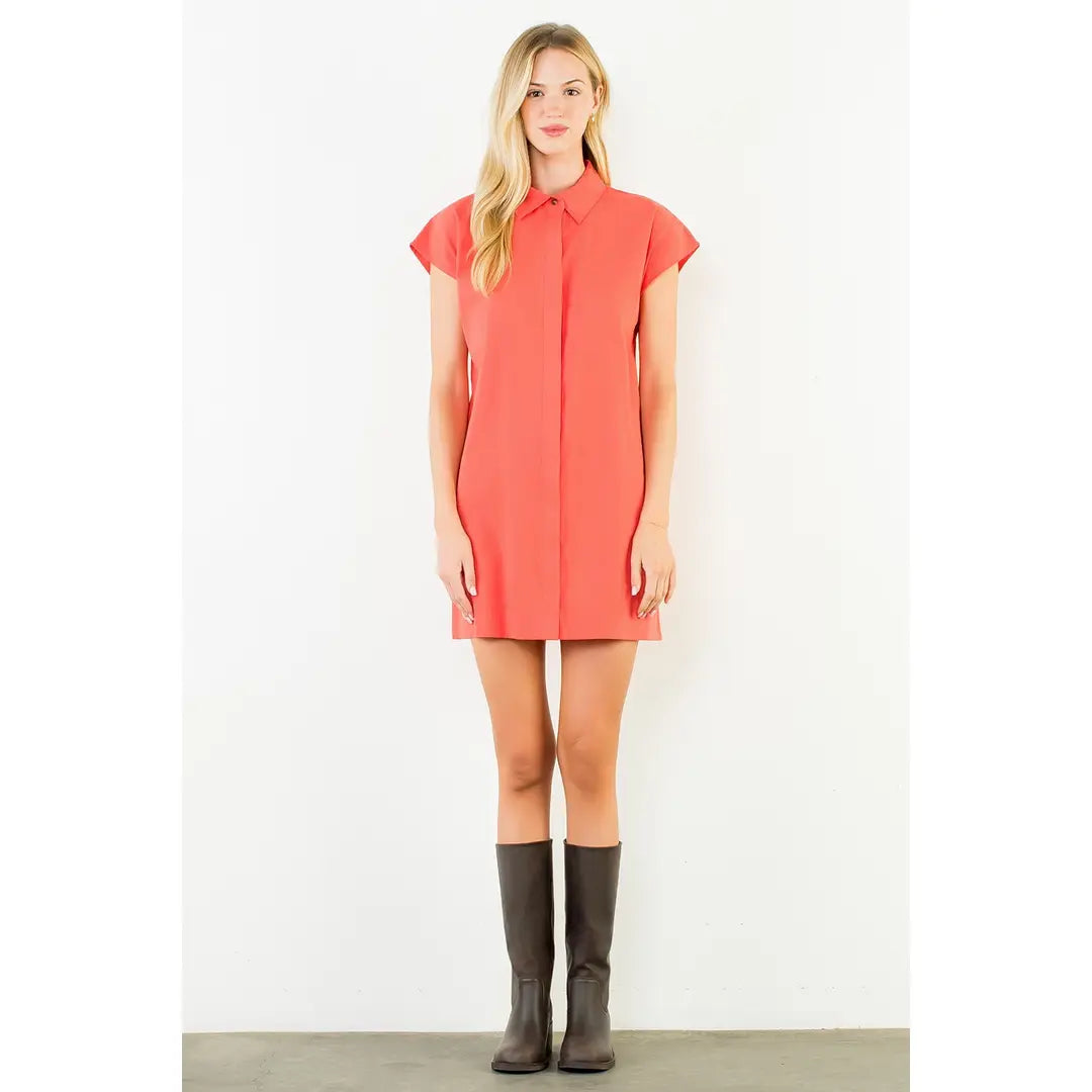 THML Mini Dress Gia Button Down Short Dress