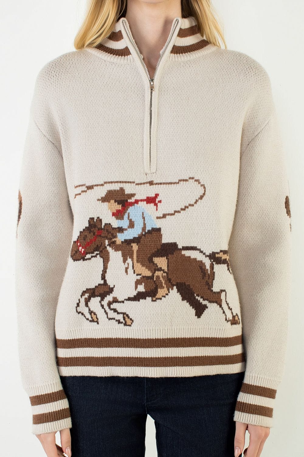 THML Sweater Elena Quarter Zip Cowboy Sweater