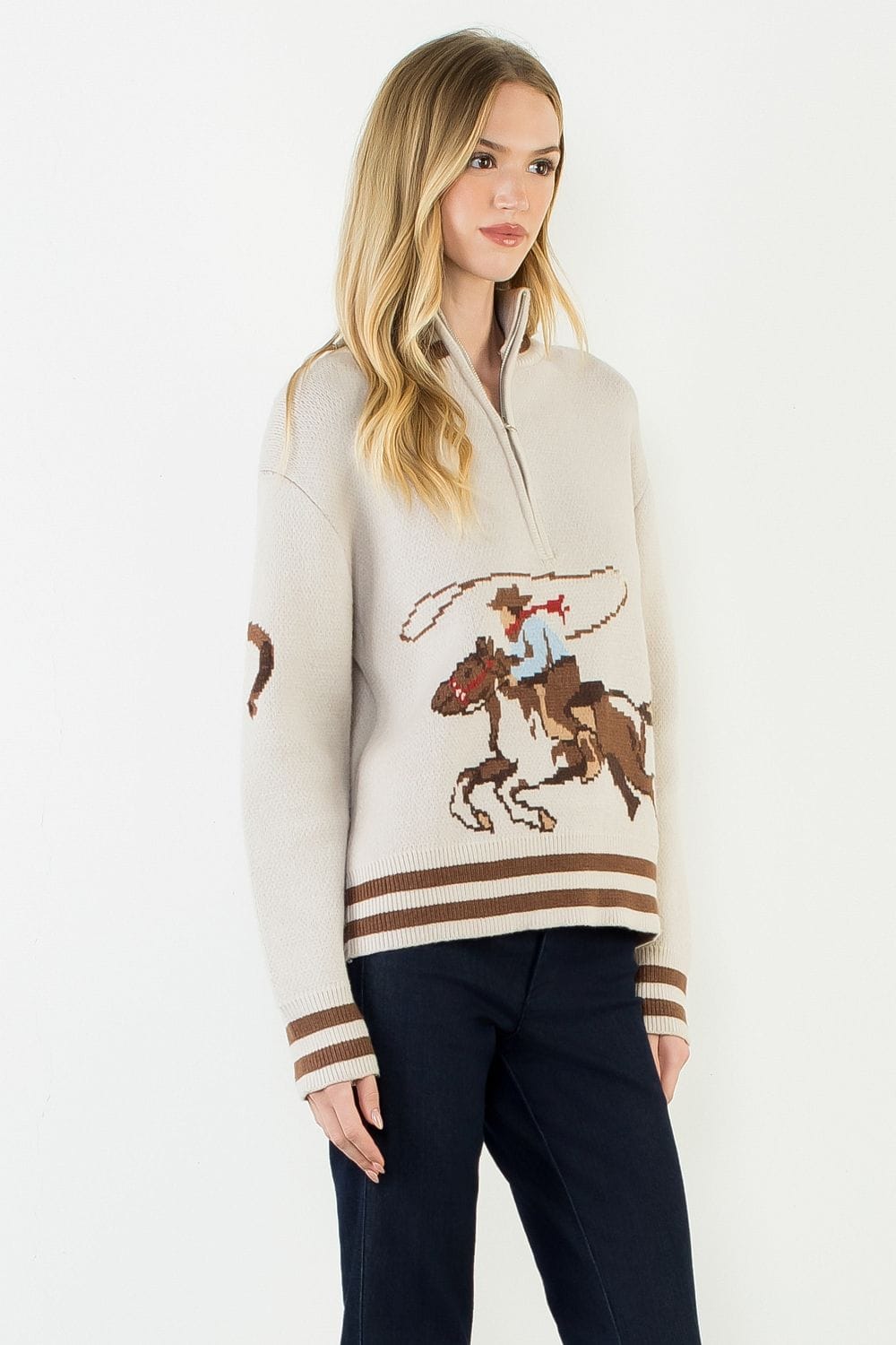 THML Sweater Elena Quarter Zip Cowboy Sweater