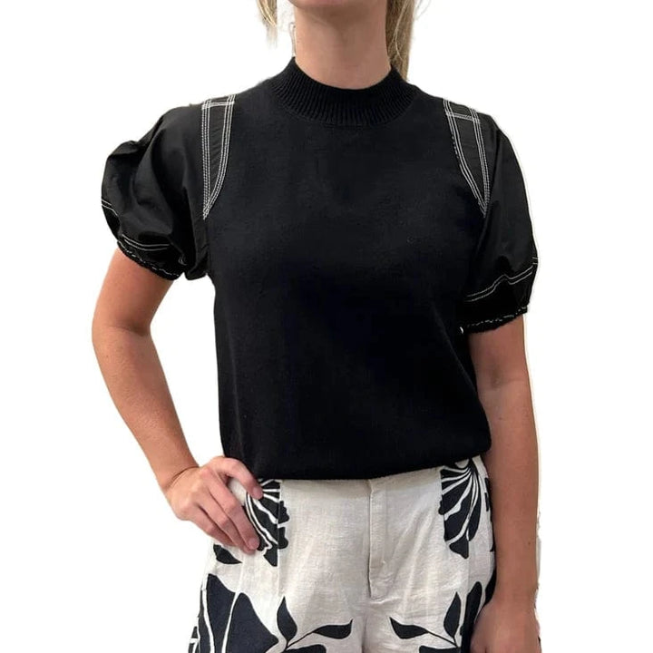 THML Top Black / XS Tessa Poplin Top