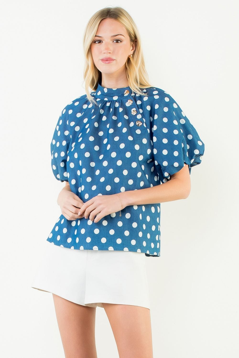 THML Top Blue / XS Aubrey Polka Dot Top