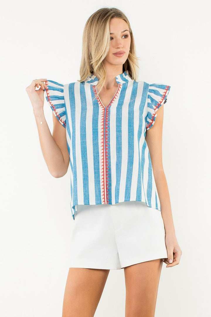 THML Top Blue / XS Eliza Striped Top