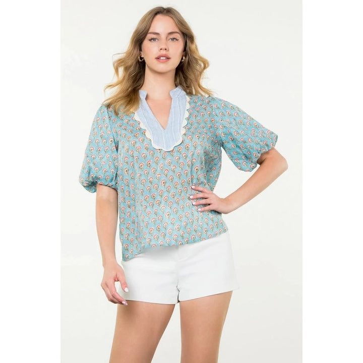 THML Top Blue / XS Lola Puff Sleeve Top