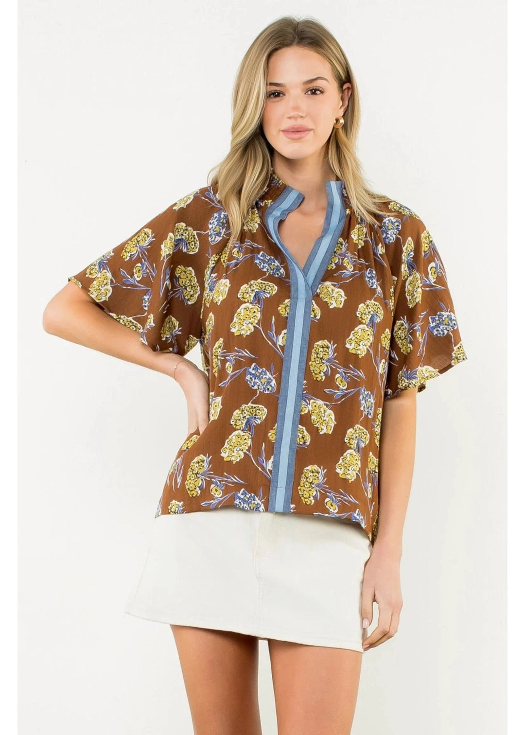 THML Top Brown / XS Elsie Floral Top