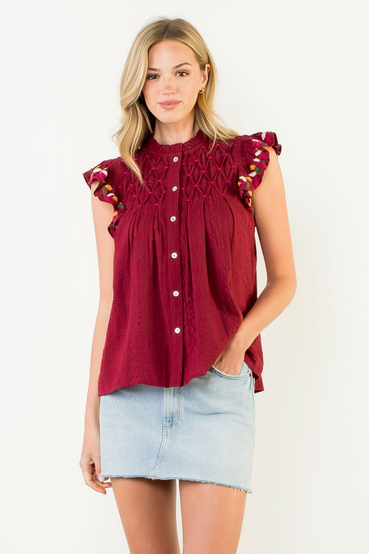 THML Top Burgundy / XS Anaya Button Up Top