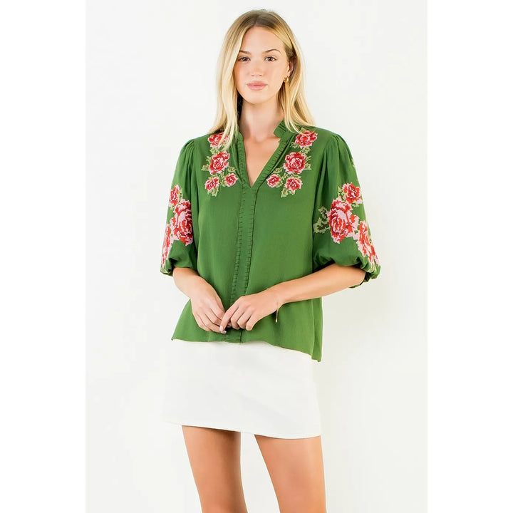 THML Top Callie Floral Embroidery Top