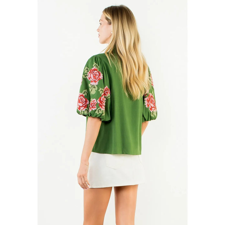 THML Top Callie Floral Embroidery Top