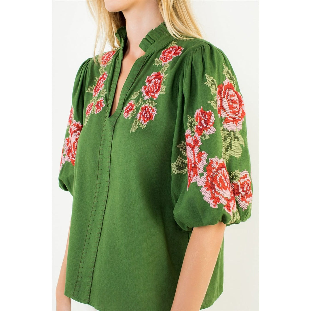 THML Top Callie Floral Embroidery Top