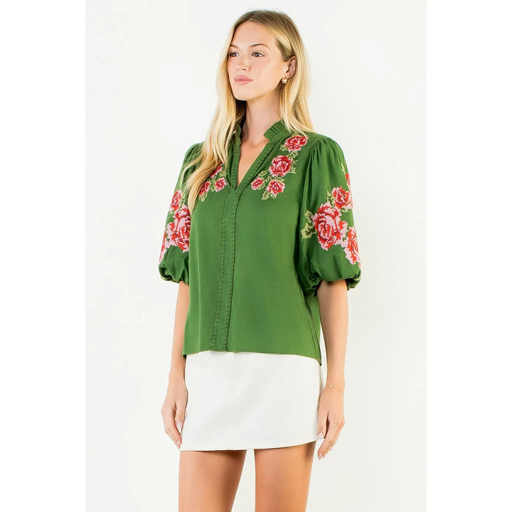 THML Top Callie Floral Embroidery Top