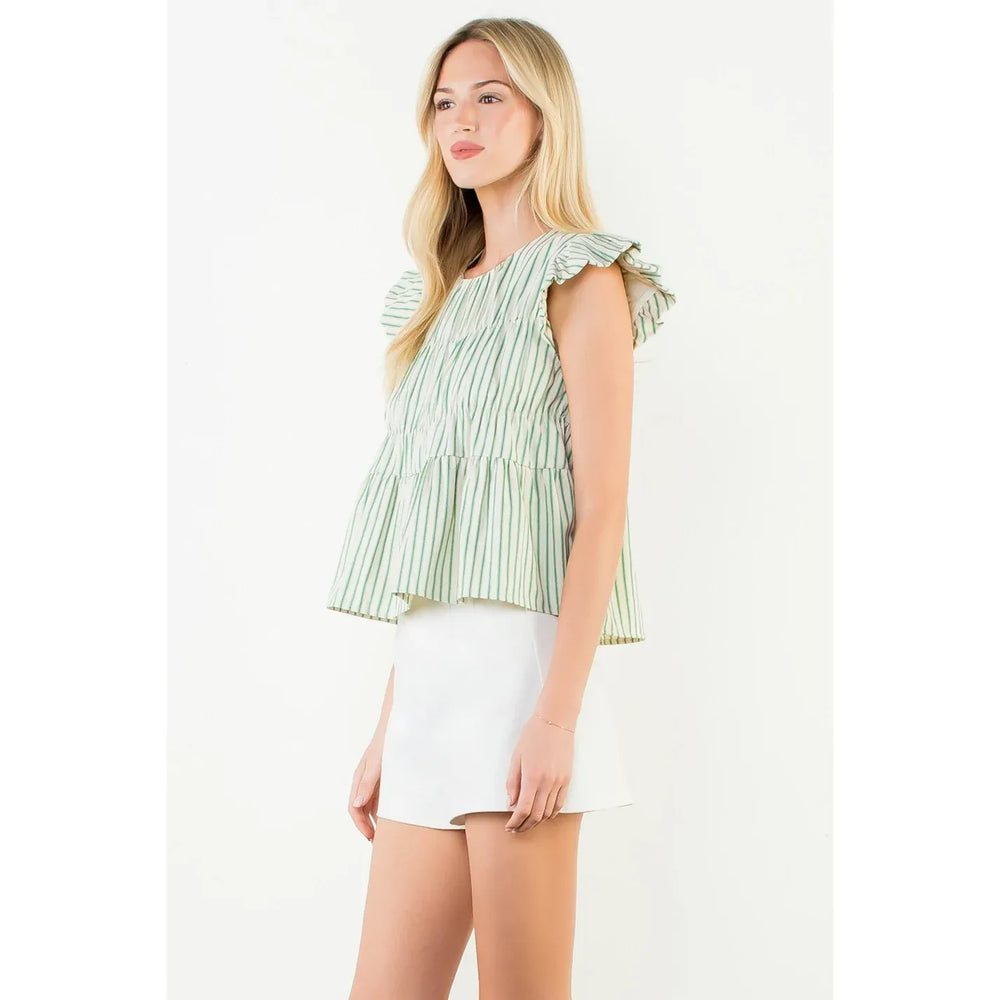 THML Top Charlie Striped Ruffle Top