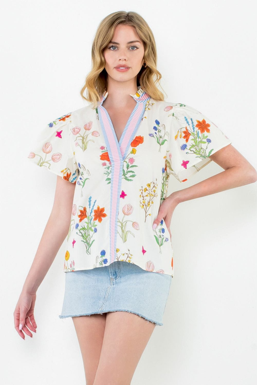 THML Top Cream / XS Ariana Floral Top