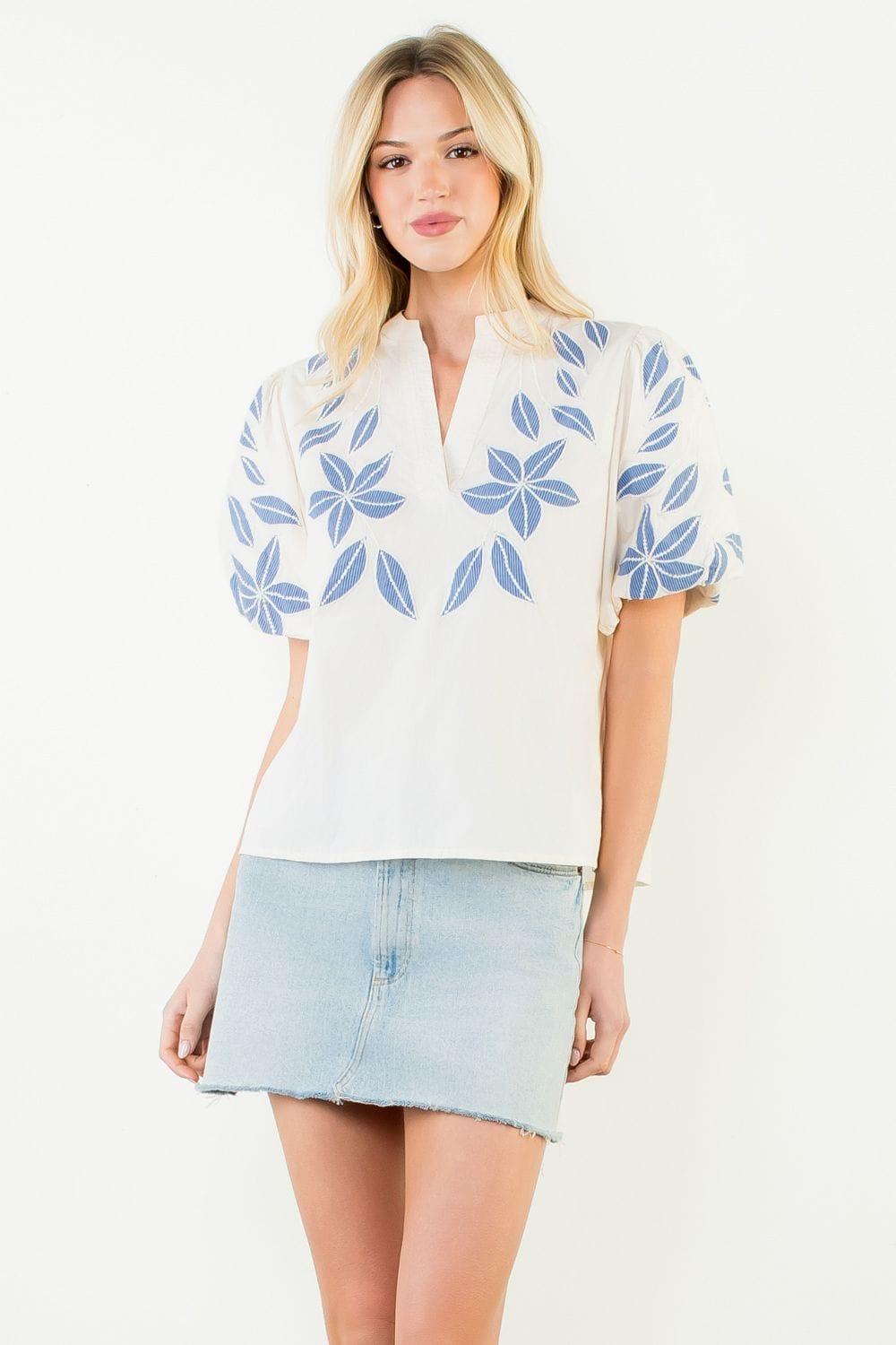 THML Top Cream / XS Brielle Embroidered Top