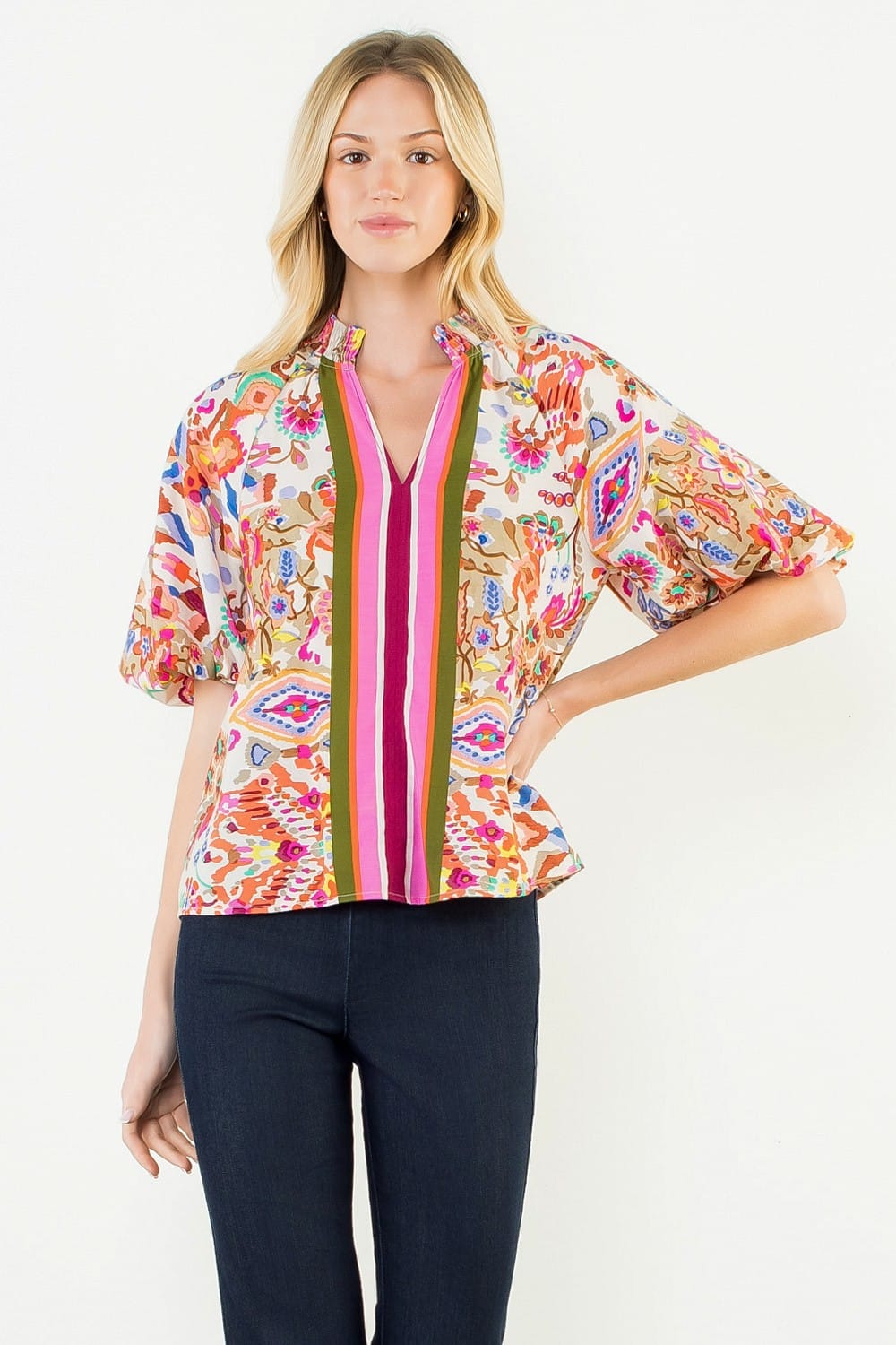 THML Top Cream / XS Khloe Puff Sleeve Top