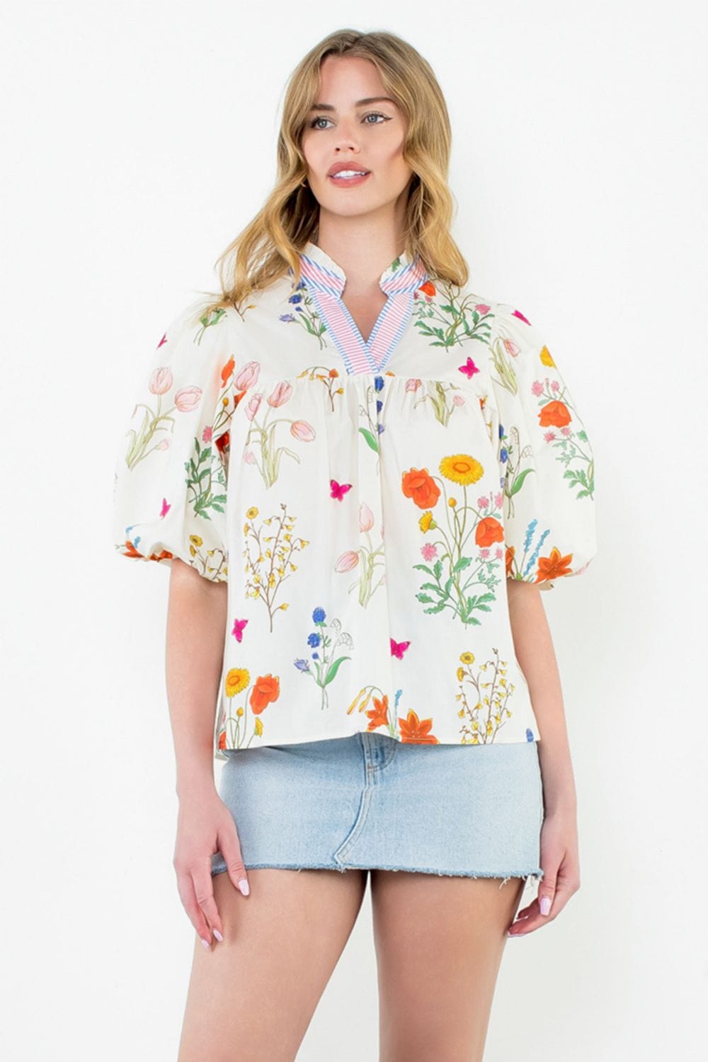 THML Top Cream / XS Lucia Floral Top