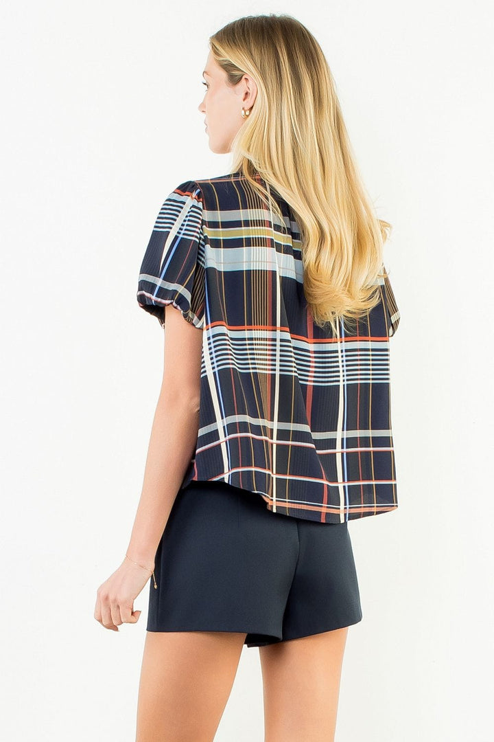 THML Top Elena Ruffled Neck Stripe Top