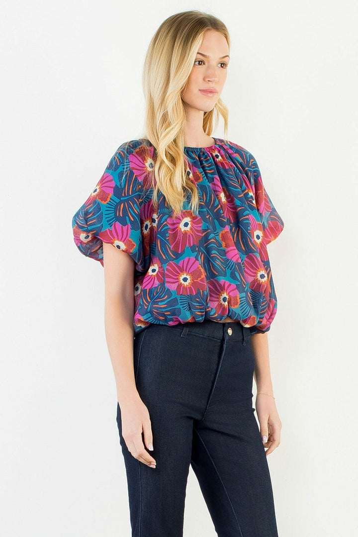 THML Top Eva Floral Clinched Top