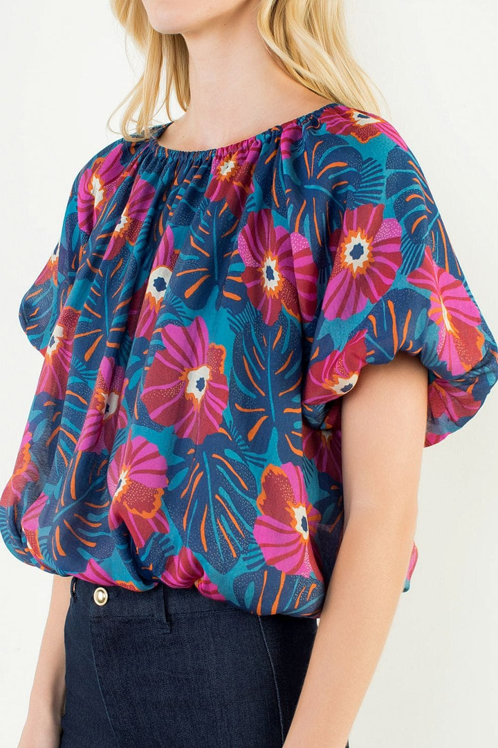 THML Top Eva Floral Clinched Top