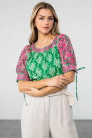 THML Top Green / XS Delle Embroidered Top