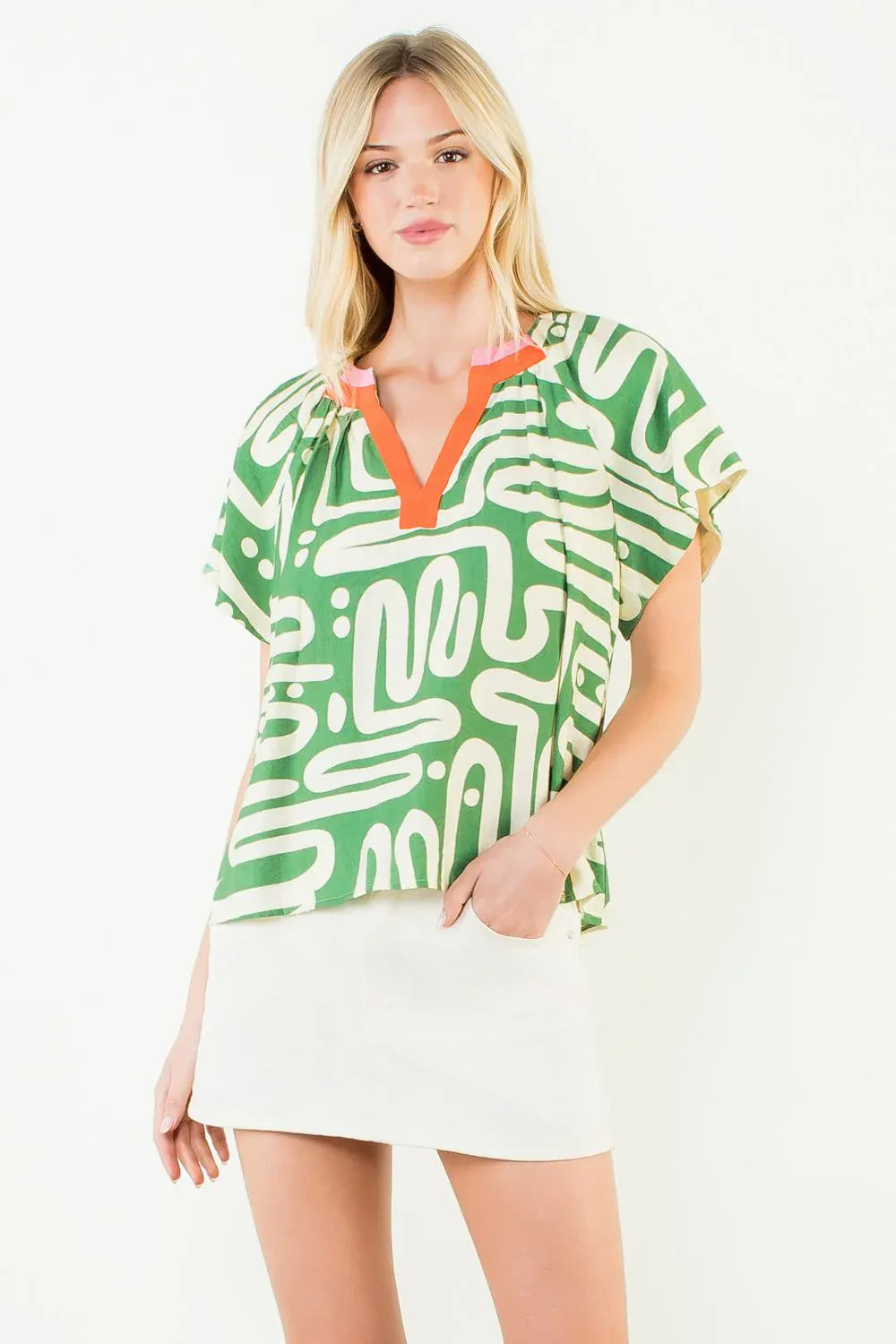 THML Top Green / XS Esther V-Neck Top