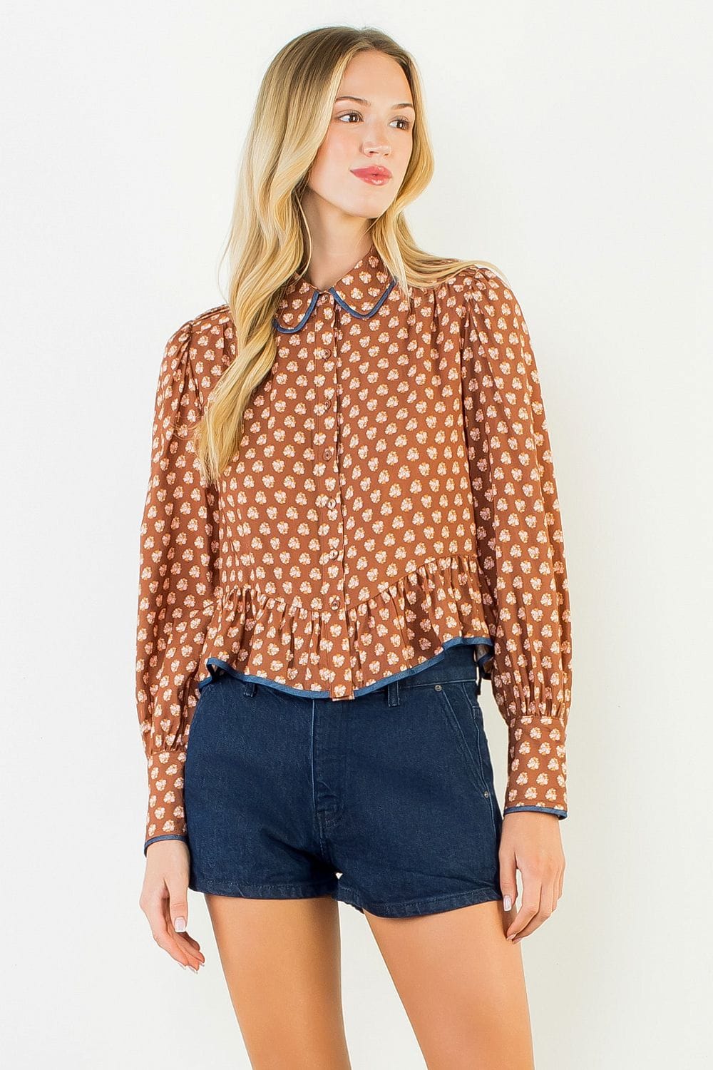 THML Top Hadley Floral Button Down Top