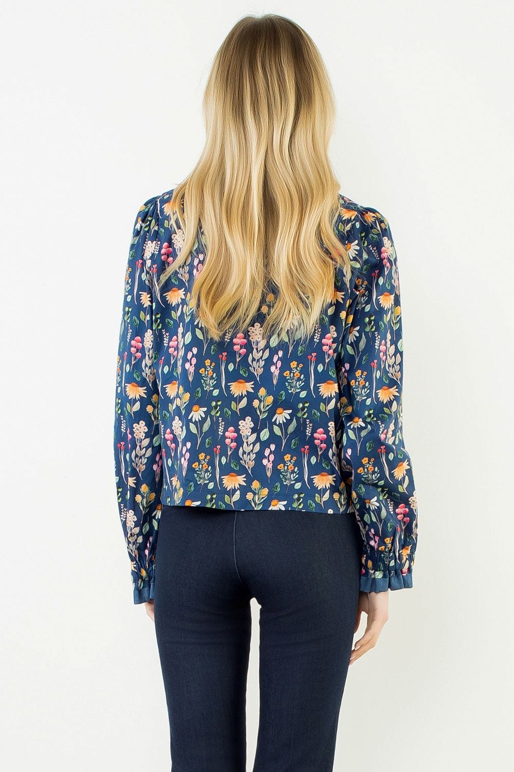 THML Top Hallie Floral Denim Top