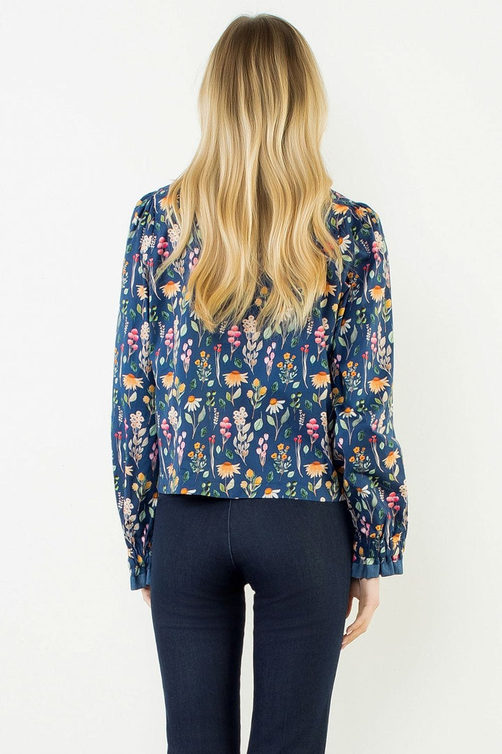 THML Top Hallie Floral Denim Top