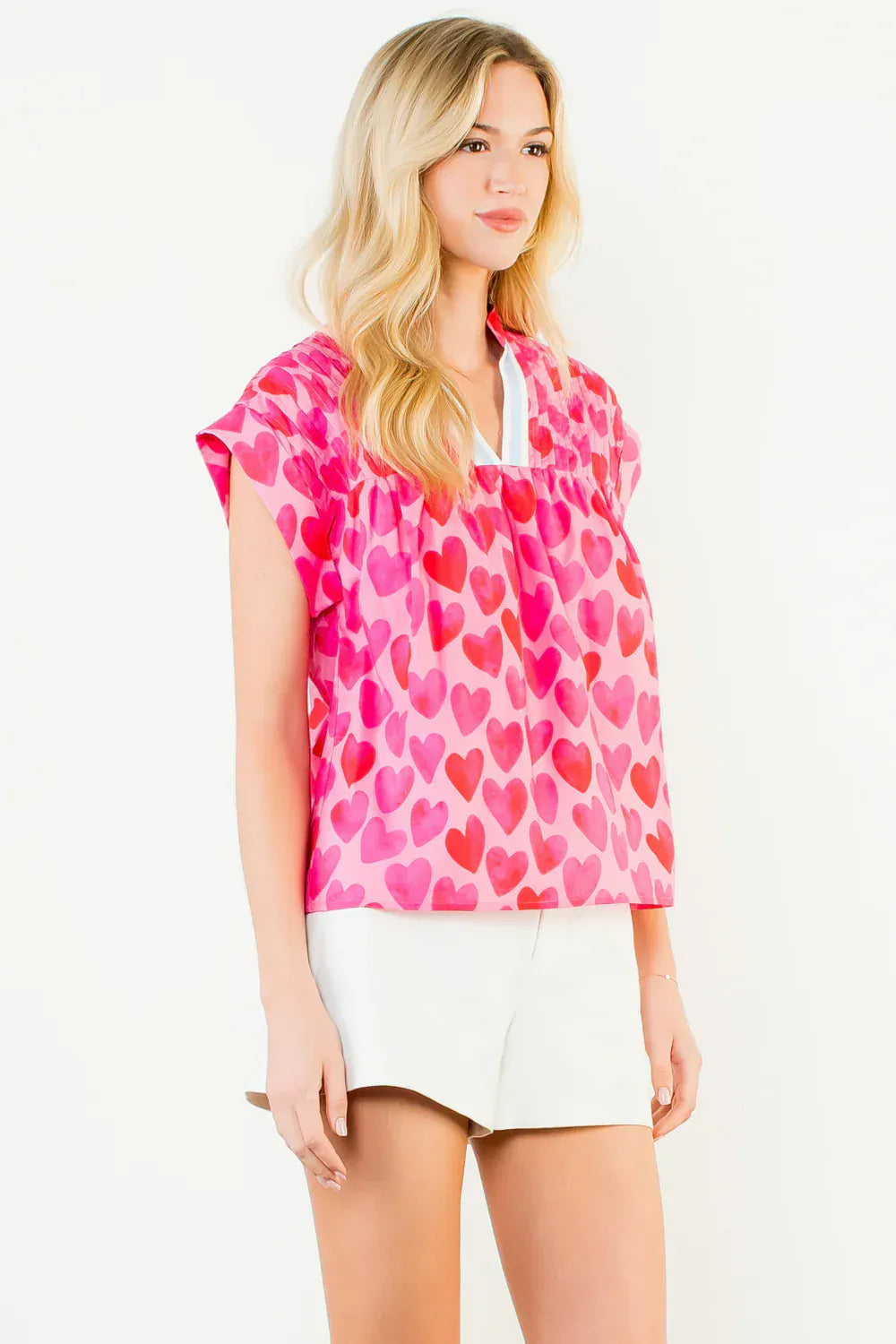 THML Top Hearts V-Neck Top