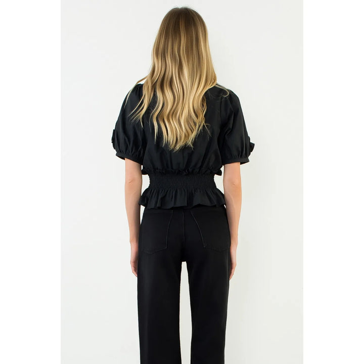 THML Jenna ruffled detail top with feminine ruffle accents and a stylish blouse silhouette