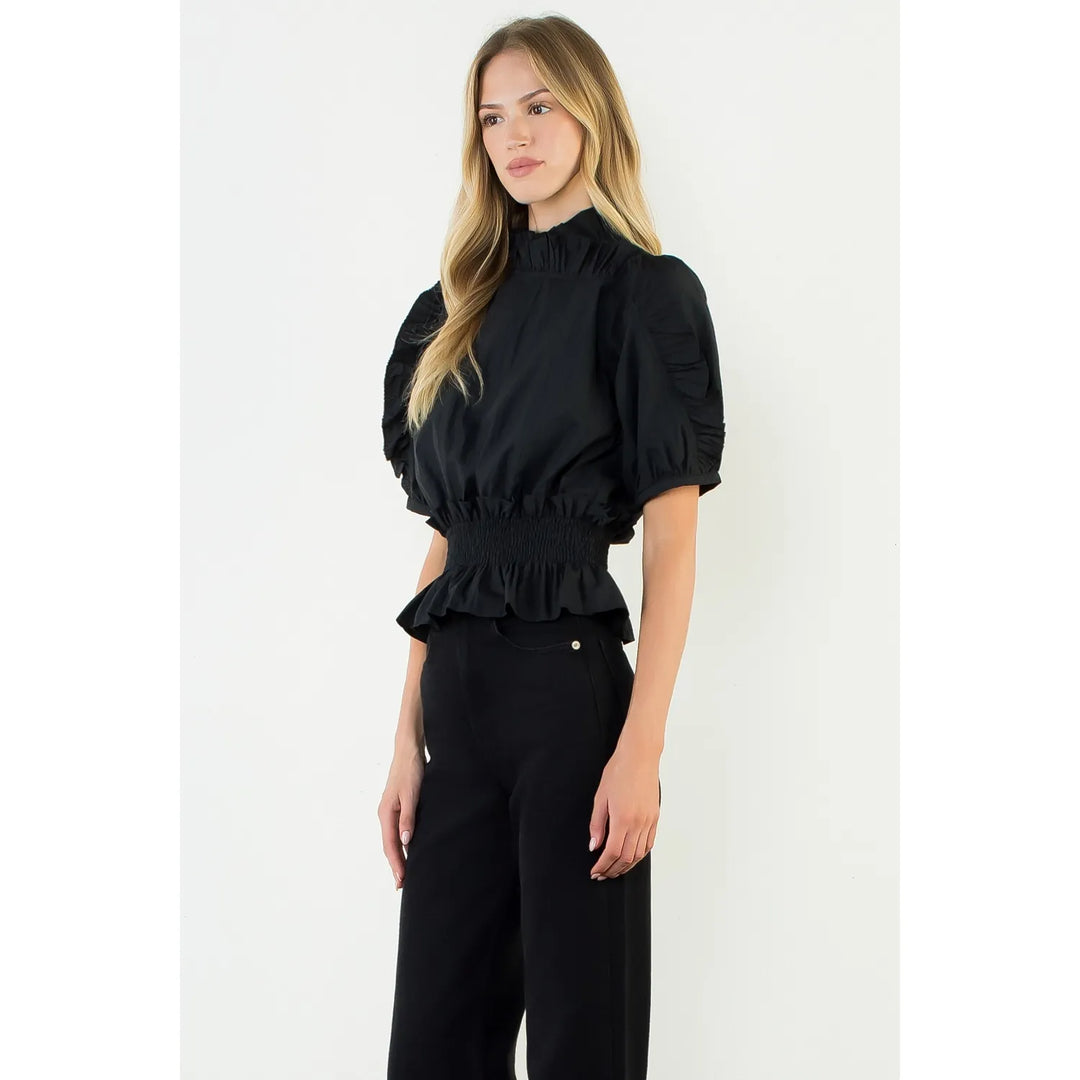 THML Jenna ruffled detail top with feminine ruffle accents and a stylish blouse silhouette