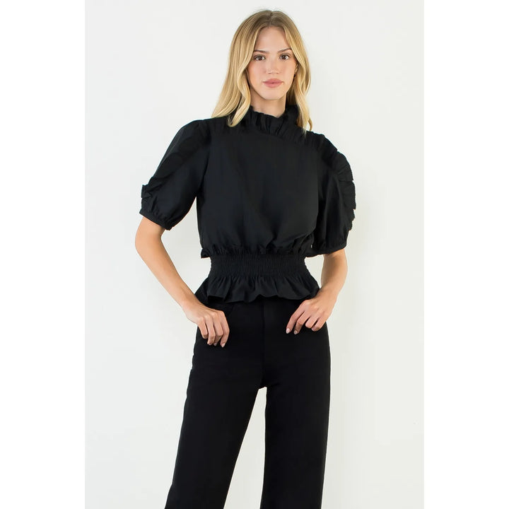 THML Jenna ruffled detail top with feminine ruffle accents and a relaxed silhouette