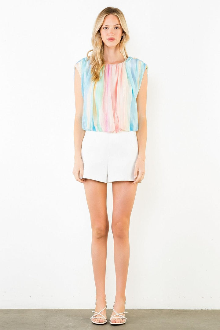Multicolor pleated top by THML featuring a stylish design, lightweight fabric, and a flattering fit.