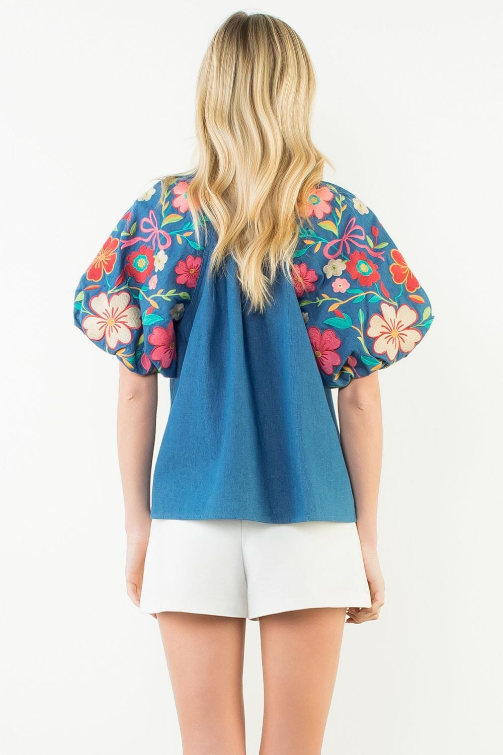 THML Top Josie Button Puff Sleeve Top