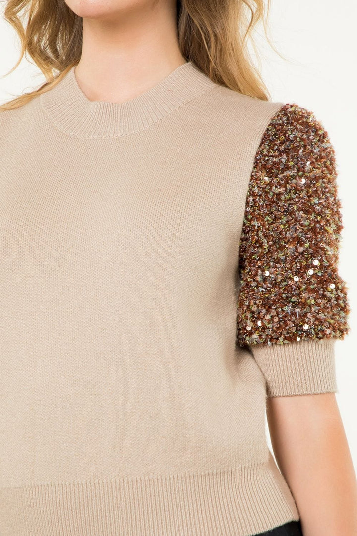 THML Top Jovie Sequin Sleeve Top