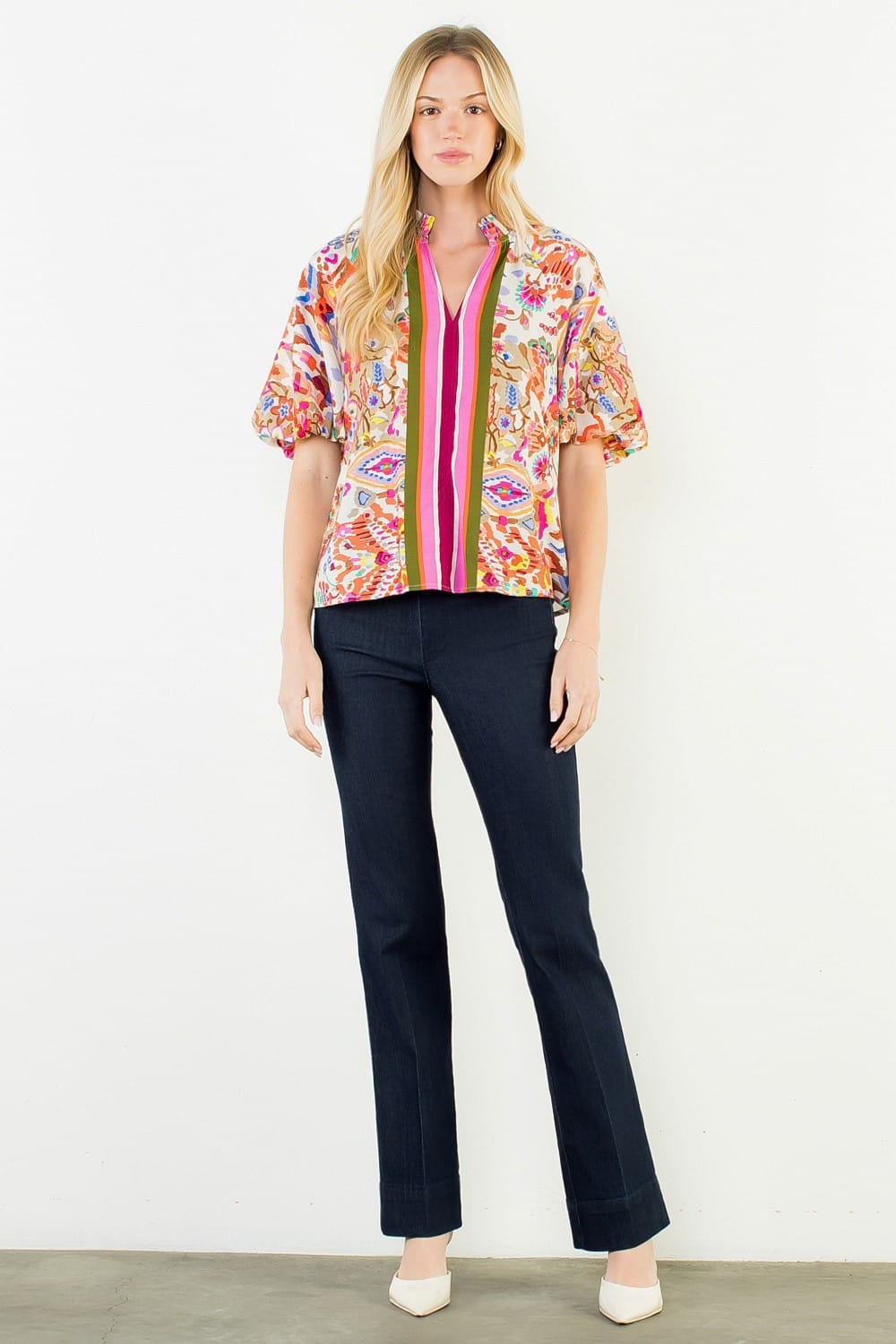 THML Top Khloe Puff Sleeve Top